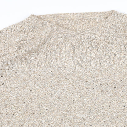 Preworn Womens Beige V-Neck Polyester Pullover Jumper Size XL