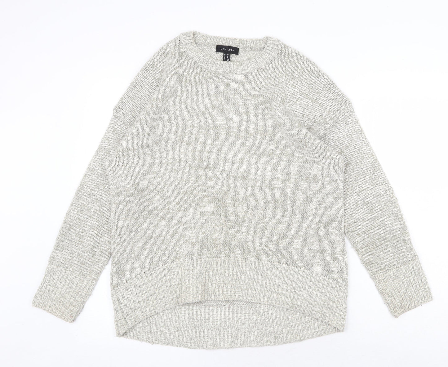 New Look Womens Grey Round Neck Acrylic Pullover Jumper Size M