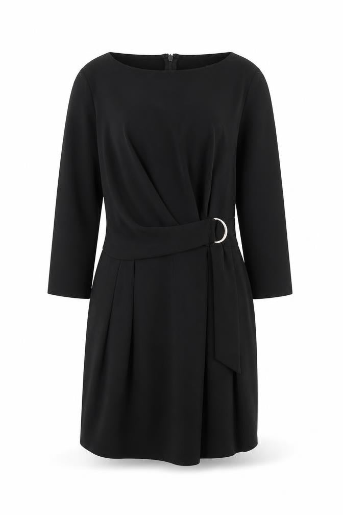 Miss Selfridge Womens Black Herringbone Polyester A-Line Size 8 Round Neck Zip