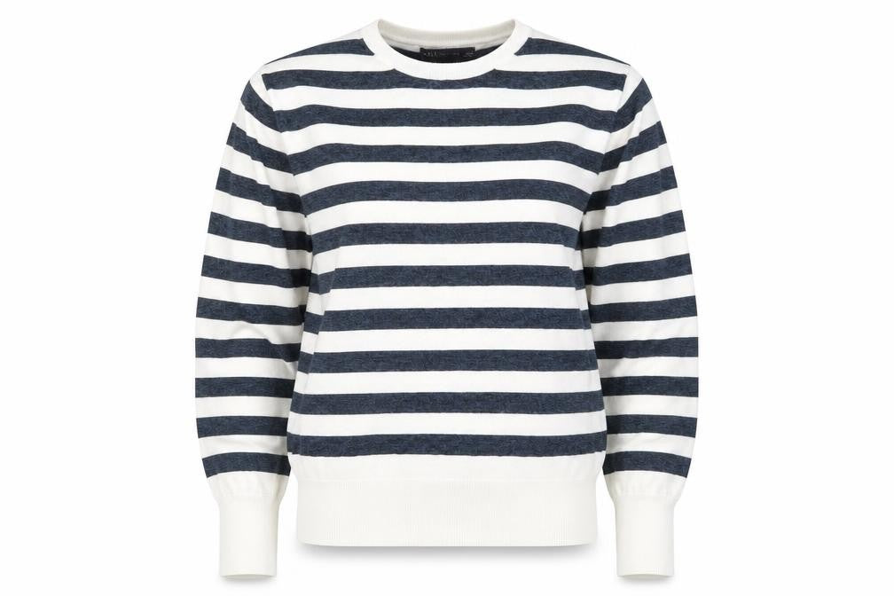 Marks & Spencer Womens White Scoop Neck Striped Viscose Pullover Jumper Size L