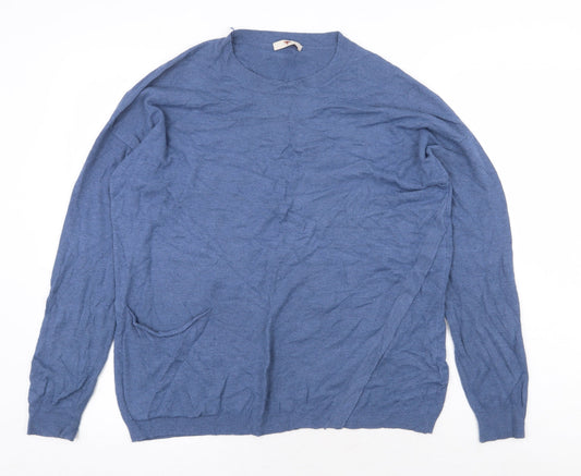 Preworn Womens Blue Scoop Neck Viscose Pullover Jumper Size L