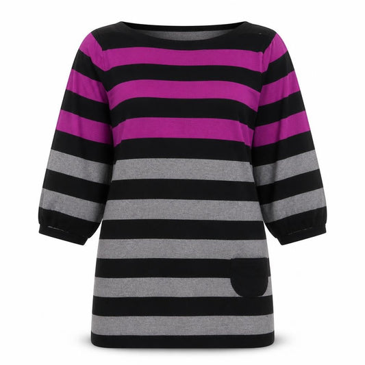 Marks & Spencer Womens Multicoloured Round Neck Striped Acrylic Pullover Jumper Size L