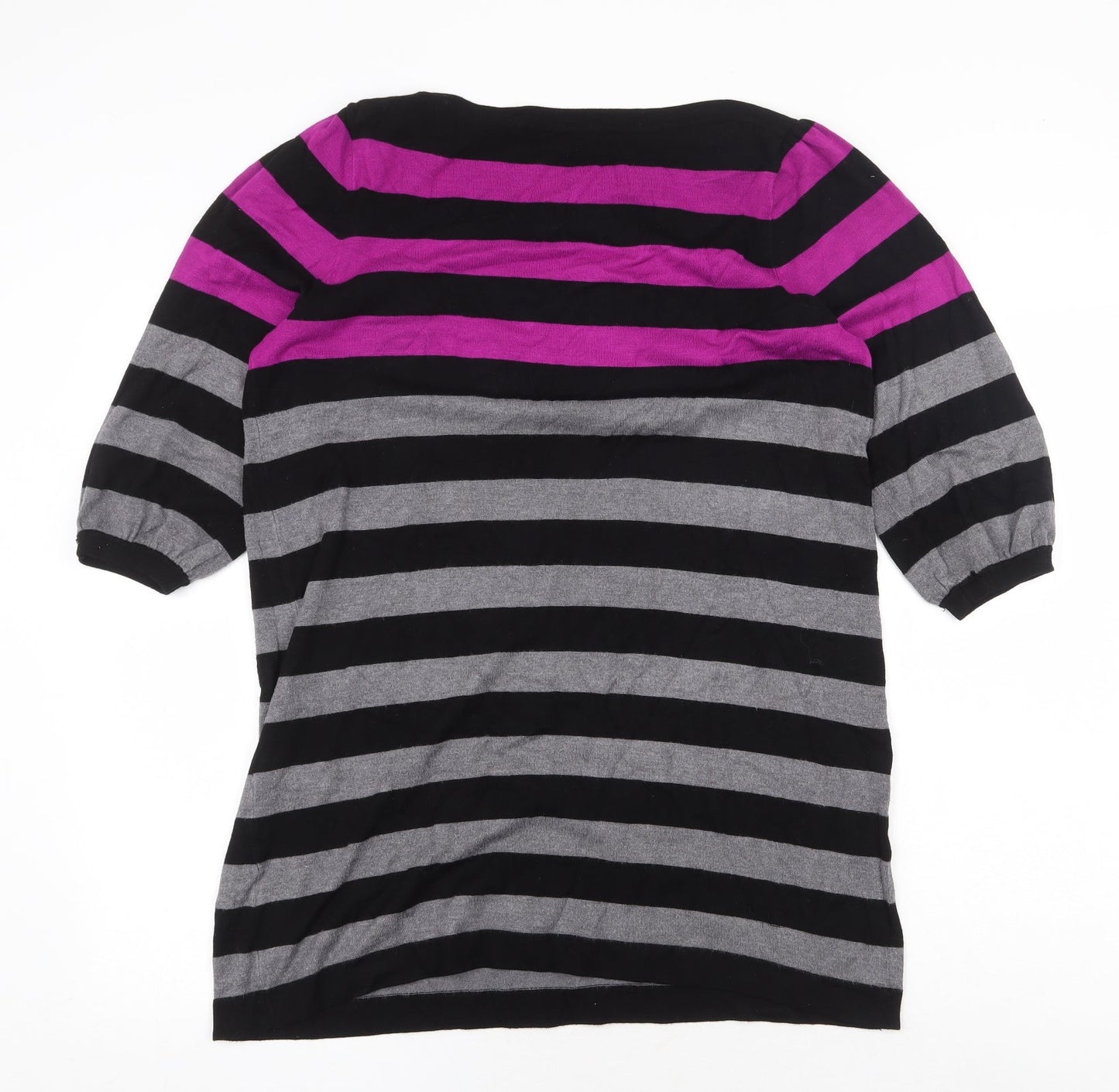 Marks and Spencer Womens Multicoloured Round Neck Striped Acrylic Pullover Jumper Size L