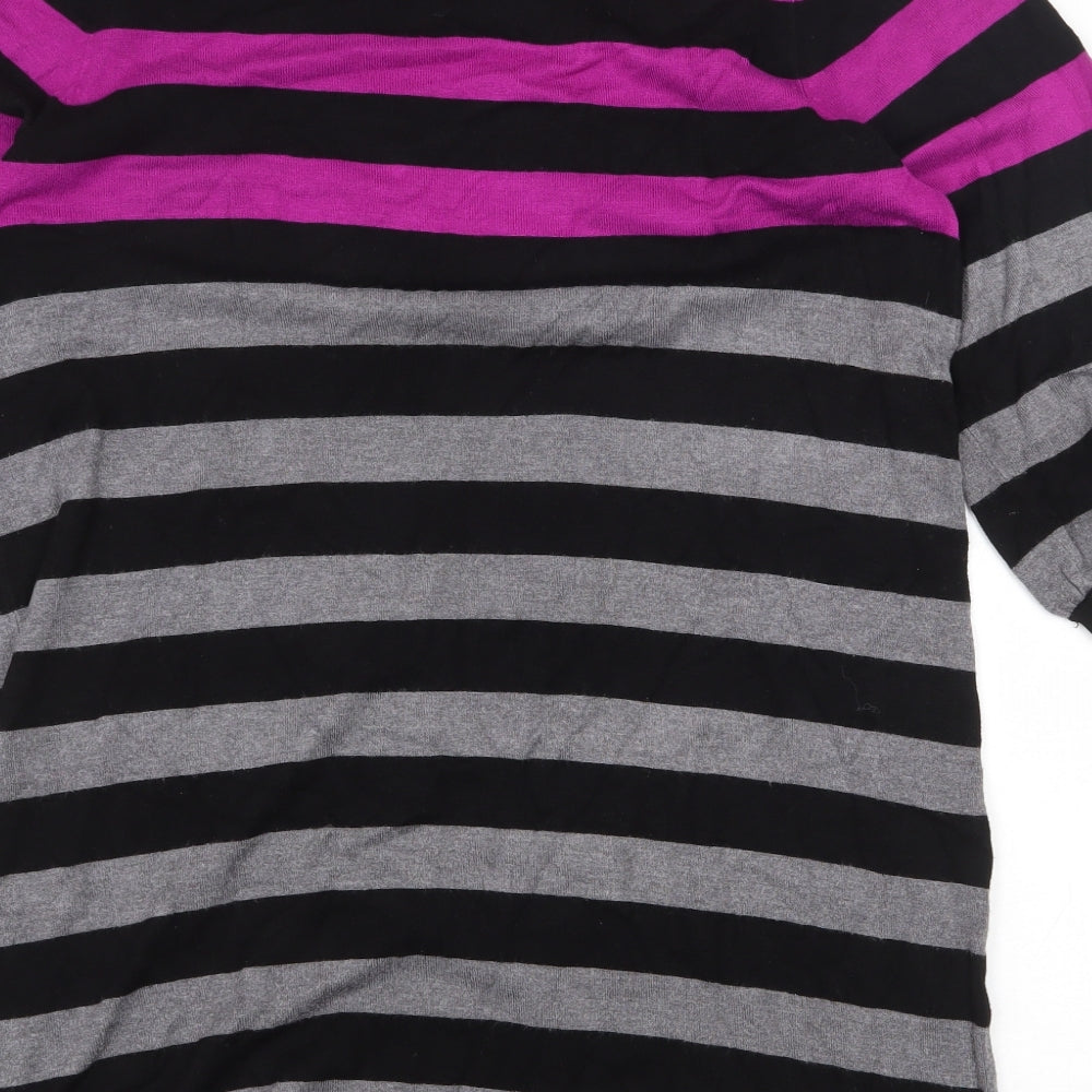 Marks and Spencer Womens Multicoloured Round Neck Striped Acrylic Pullover Jumper Size L