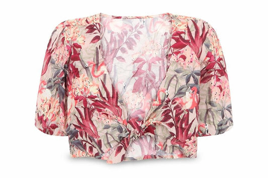Zara Womens Pink Floral Viscose Basic Blouse Size S V-Neck