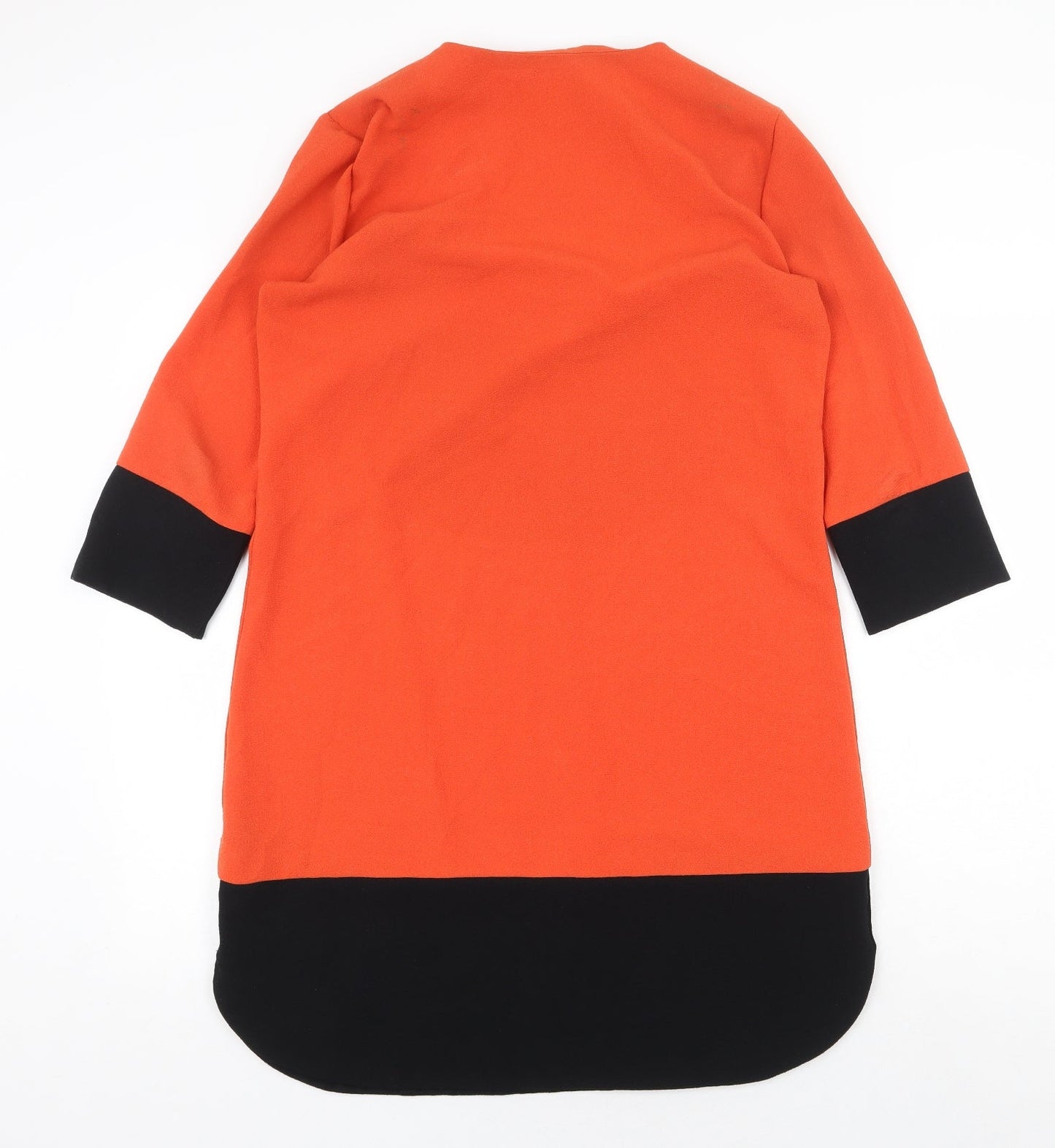Marks and Spencer Womens Orange Colourblock Polyester Shift Size 12 V-Neck Pullover