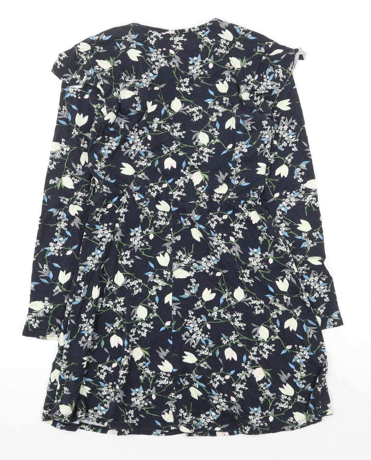 Topshop Womens Blue Floral Viscose A-Line Size 8 Round Neck Pullover