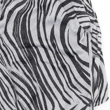 Preworn Womens Silver Animal Print Polyester Basic Blouse Size 8 Boat Neck