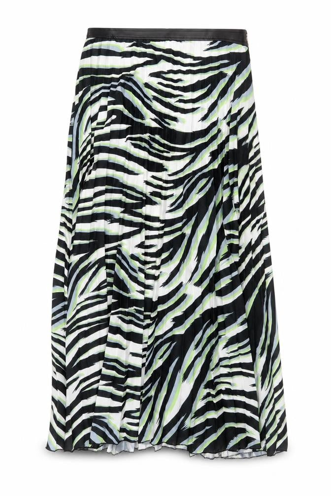 Sonder Studio Womens Multicoloured Animal Print Polyester Pleated Skirt Size 12 Zip - Zebra Pattern