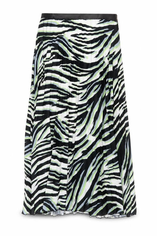 Sonder Studio Womens Multicoloured Animal Print Polyester Pleated Skirt Size 12 Zip - Zebra Pattern