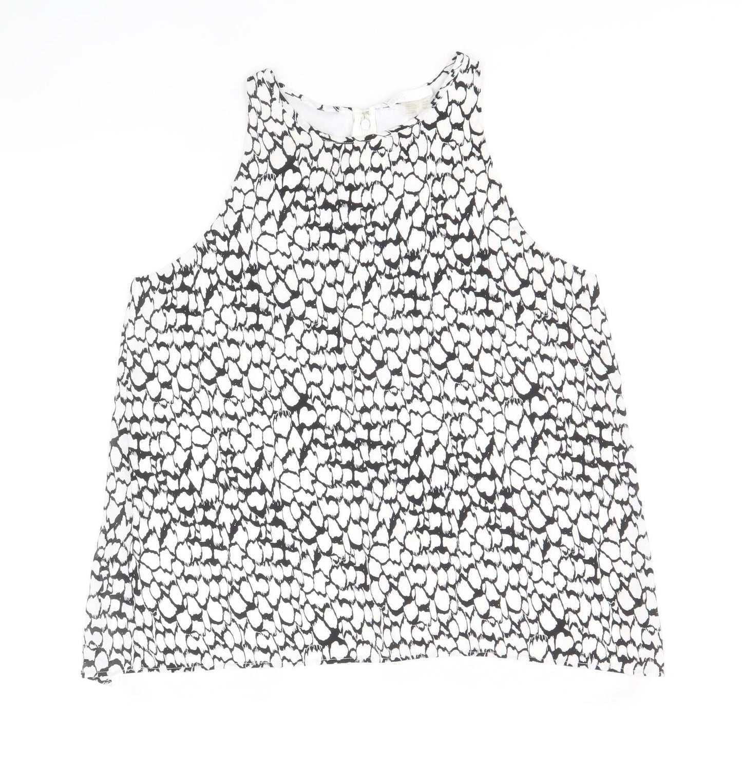 Dalia Womens Black Geometric Polyester Basic Tank Size S Boat Neck