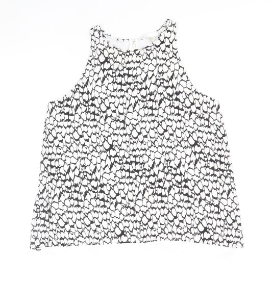Dalia Womens Black Geometric Polyester Basic Tank Size S Boat Neck