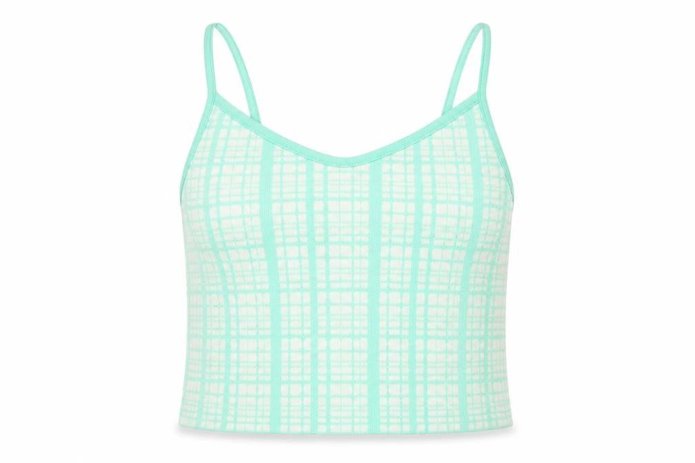 Primark Womens Green Plaid Acrylic Basic Tank Size S V-Neck