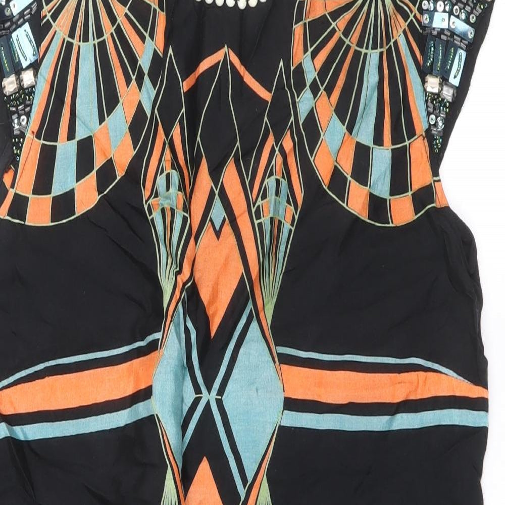 River Island Womens Multicoloured Geometric Viscose A-Line Size 12 Round Neck Zip
