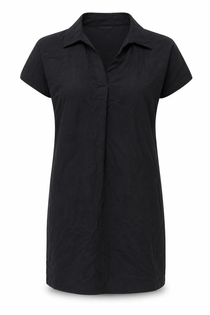 Marks & Spencer Womens Black Viscose Shirt Dress Size 10 V-Neck Pullover
