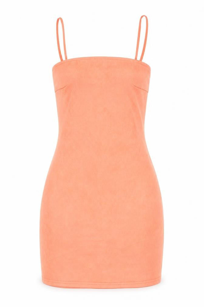 In the Style Womens Orange Polyester Slip Dress Size 8 Square Neck Tie