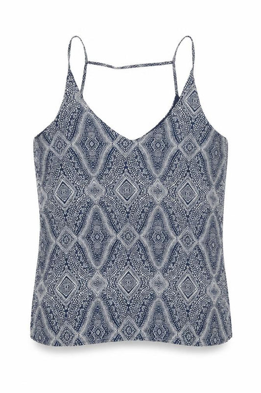 H&M Womens Blue Geometric Polyester Camisole Tank Size 14 V-Neck