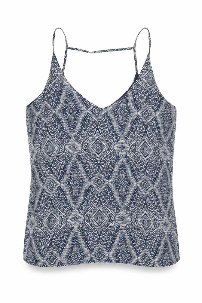 H&M Womens Blue Geometric Polyester Camisole Tank Size 14 V-Neck