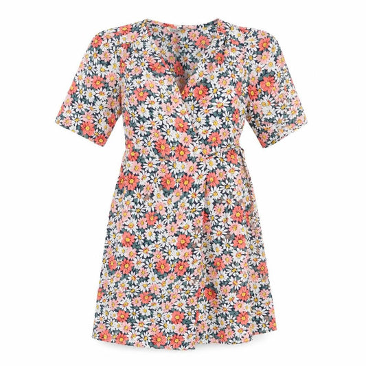 Only Womens Multicoloured Floral Polyester Wrap Dress Size 8 V-Neck Tie