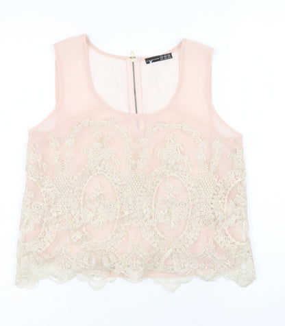 Atmosphere Womens Pink Polyester Basic Blouse Size 12 Square Neck