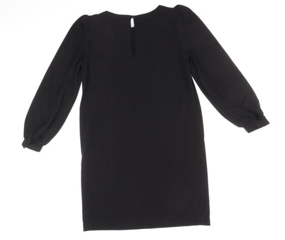 Next Womens Black Polyester Sheath Size 10 Boat Neck Button