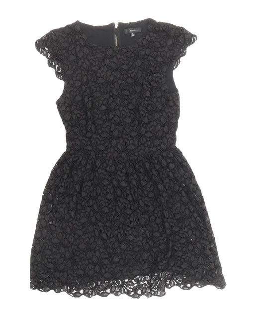 Talula Womens Black Polyester Mini Size 6 Boat Neck Zip