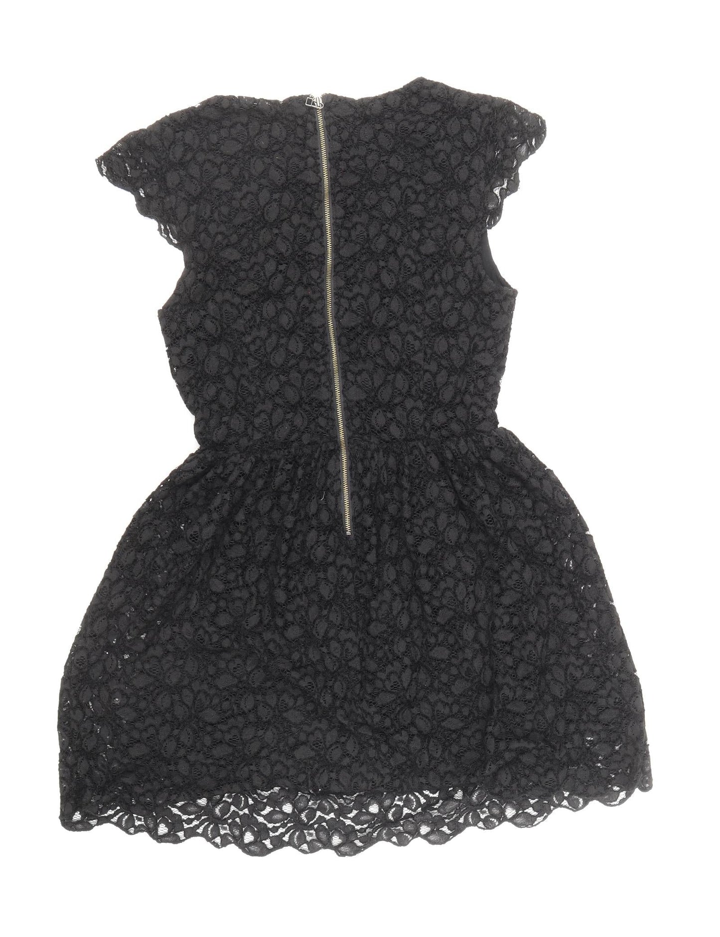 Talula Womens Black Polyester Mini Size 6 Boat Neck Zip