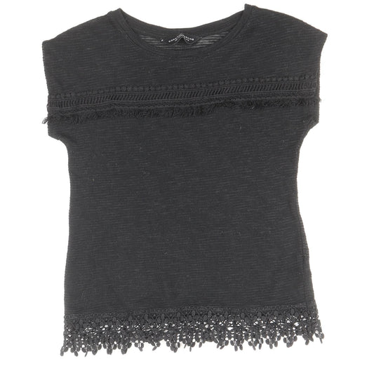 Dorothy Perkins Womens Black Polyester Basic T-Shirt Size 10 Round Neck