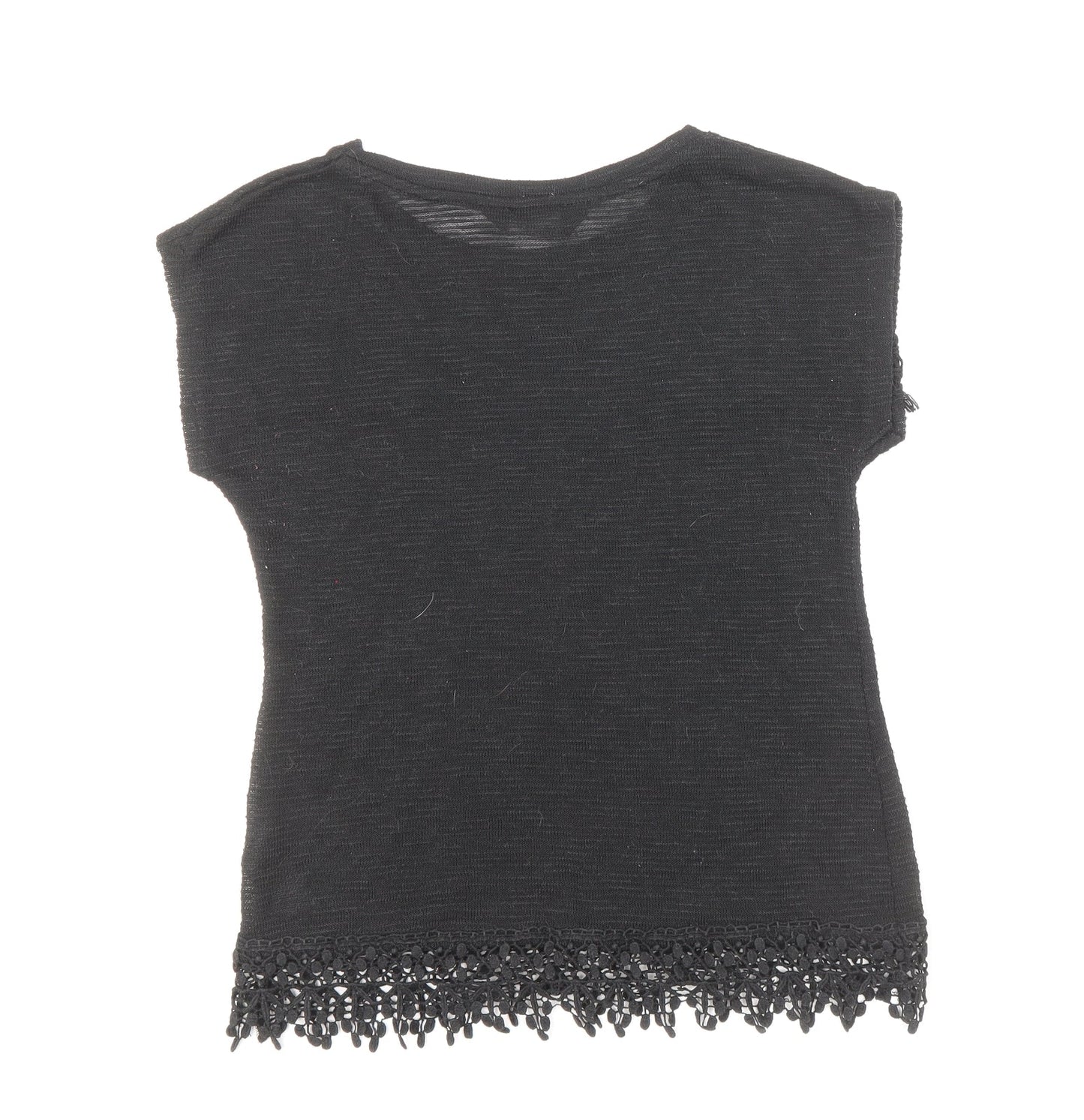 Dorothy Perkins Womens Black Polyester Basic T-Shirt Size 10 Round Neck