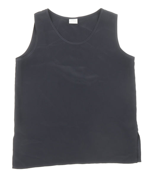 Elsie Womens Blue Polyester Basic Tank Size 10 Round Neck