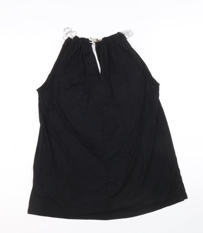 Cable & Gauge Womens Black Viscose Basic Tank Size M Round Neck