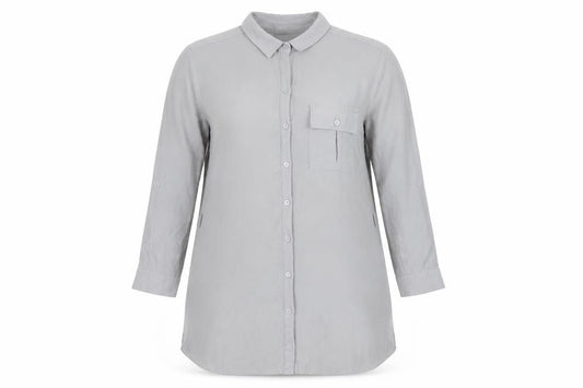 Topshop Womens Grey Viscose Shirt Dress Size 8 Collared Button