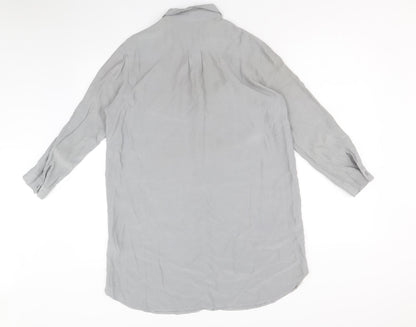 Topshop Womens Grey Viscose Shirt Dress Size 8 Collared Button