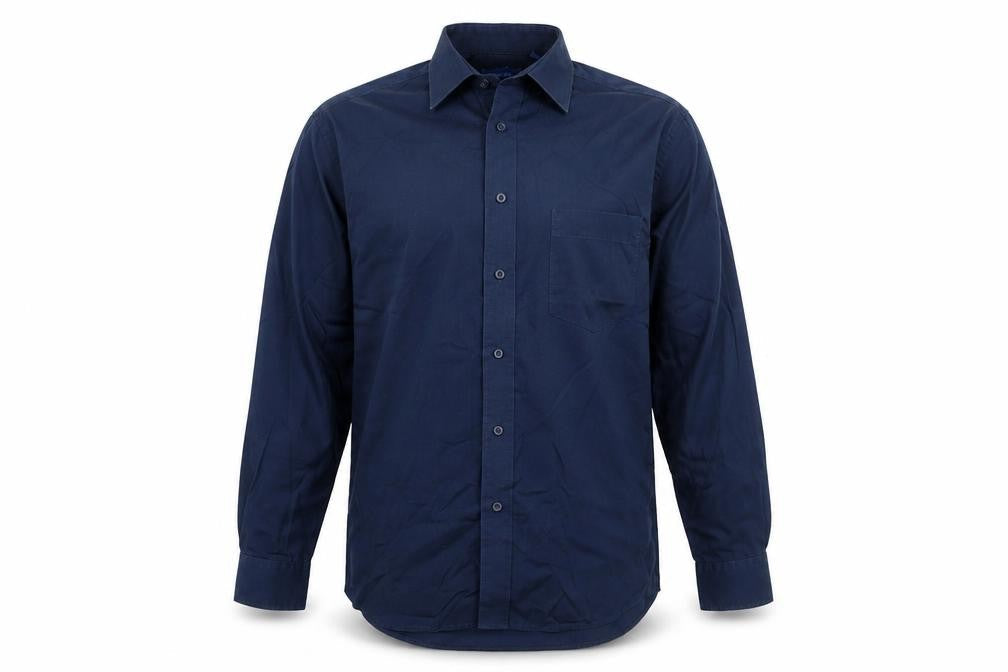 Peter England Mens Blue Cotton Button-Up Size 16.5 Collared Button