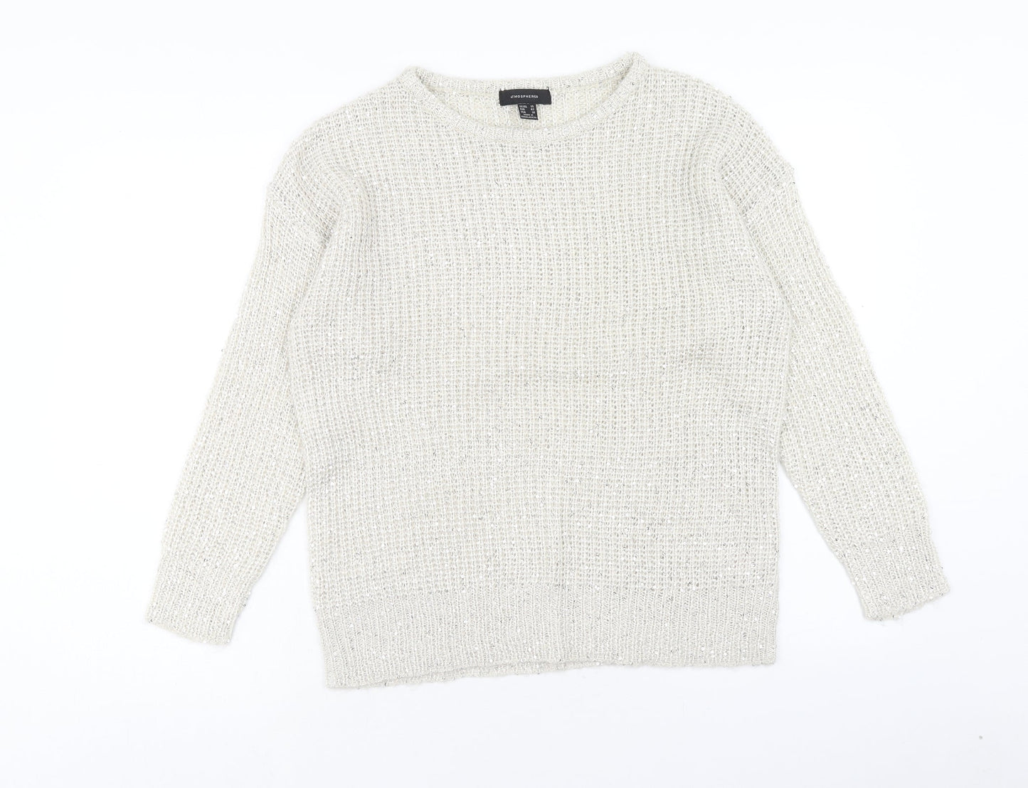 Atmosphere Womens Beige Round Neck Acrylic Pullover Jumper Size 14