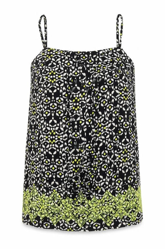 TU Womens Black Geometric Viscose Camisole Tank Size 12 V-Neck