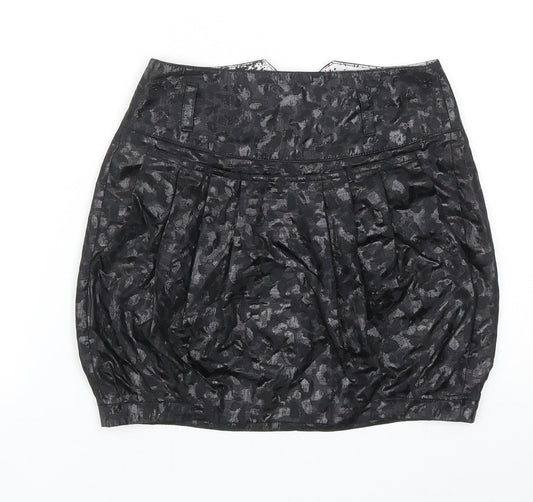 River Island Womens Black Geometric Polyester Tulip Skirt Size 6 Zip