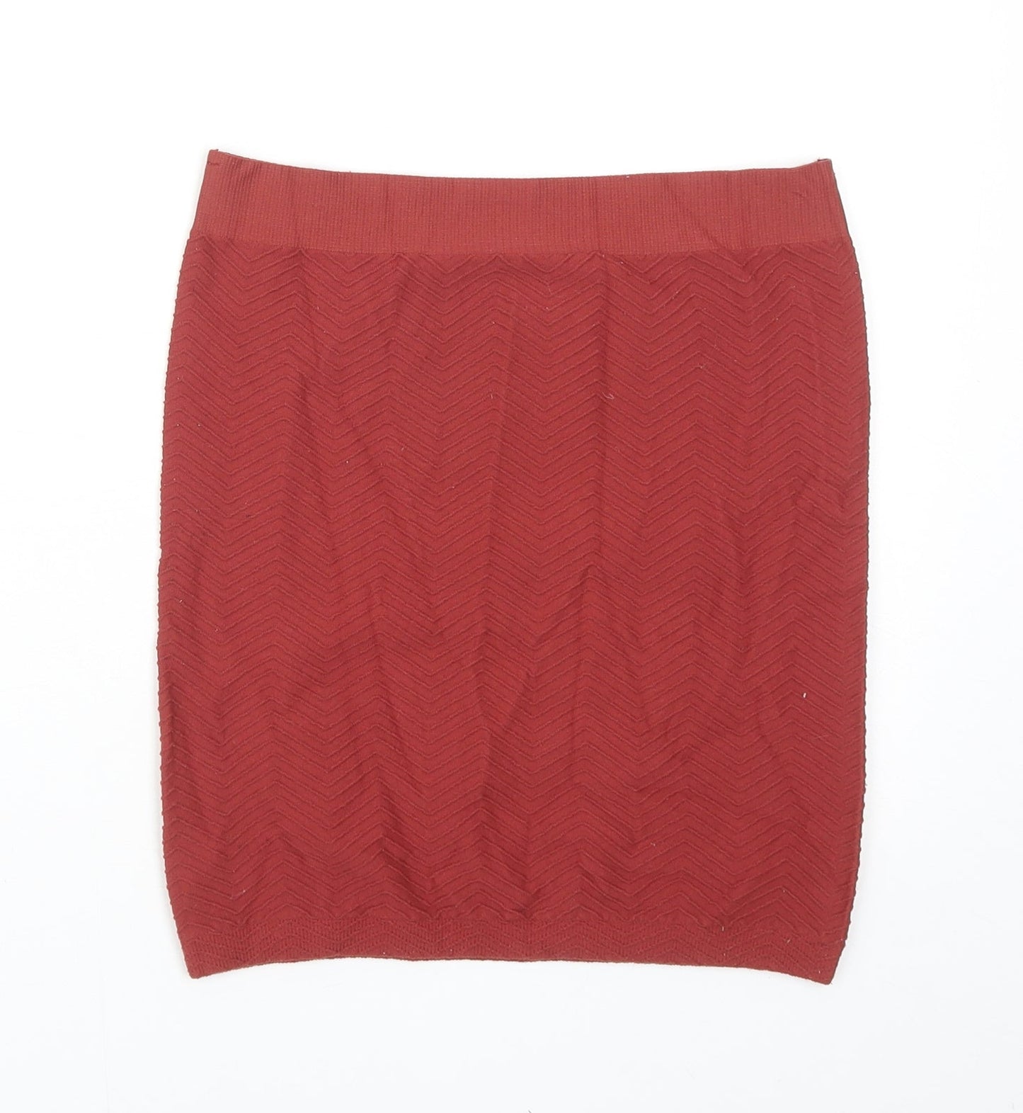 VERO MODA Womens Orange Geometric Polyamide Straight & Pencil Skirt Size S