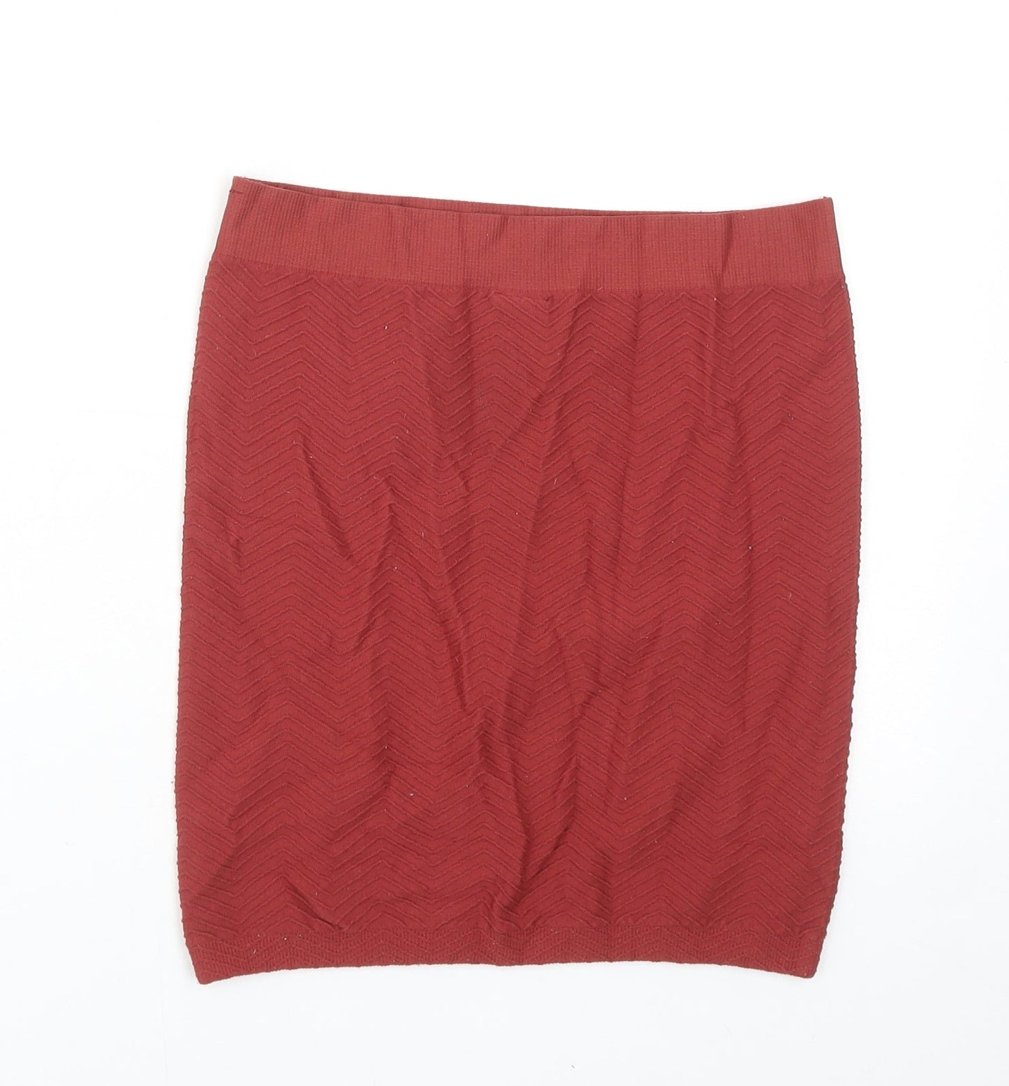 VERO MODA Womens Orange Geometric Polyamide Straight & Pencil Skirt Size S