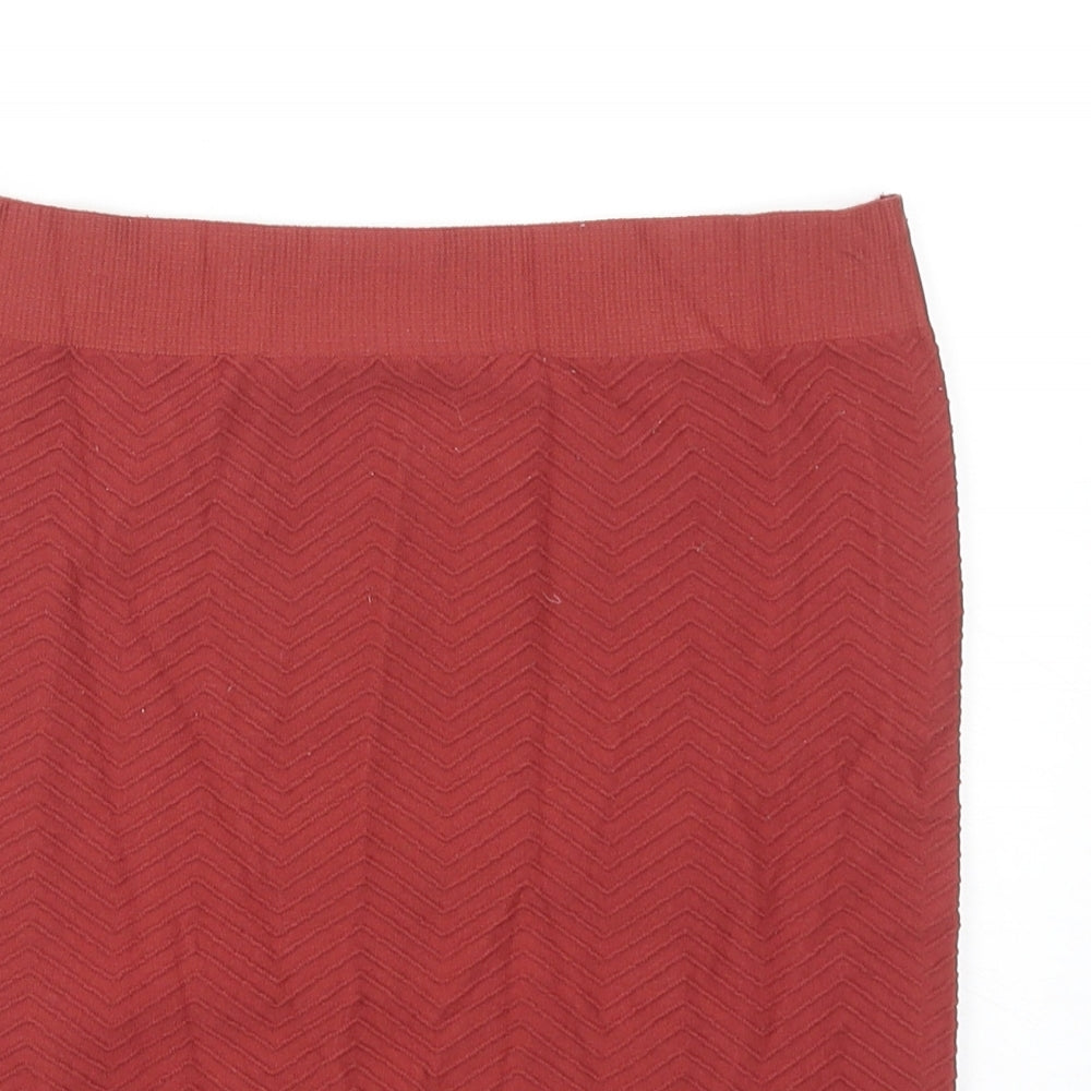 VERO MODA Womens Orange Geometric Polyamide Straight & Pencil Skirt Size S