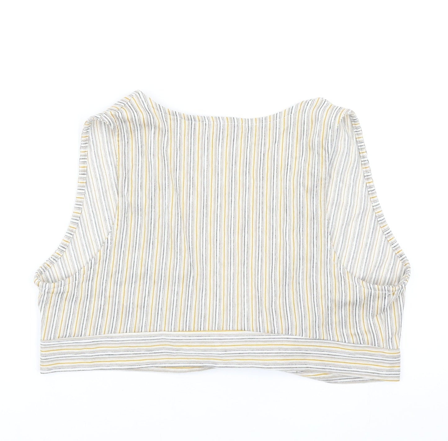 Pull&Bear Womens Multicoloured Striped Polyester Cropped Tank Size XL V-Neck - Tie Front