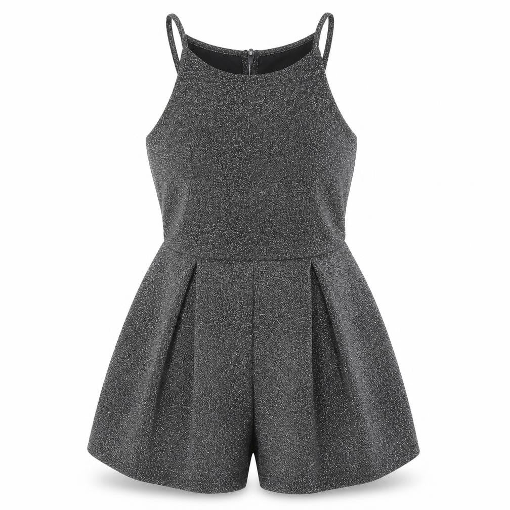 Topshop Womens Silver Polyester Playsuit One-Piece Size 10 Button
