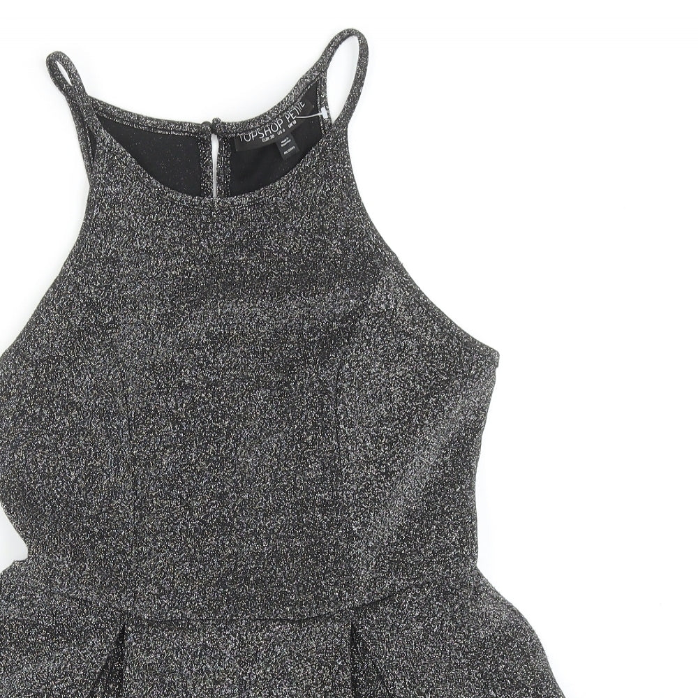 Topshop Womens Silver Polyester Playsuit One-Piece Size 10 Button