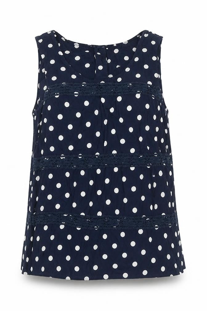George Womens Blue Polka Dot Viscose Basic Tank Size 12 Round Neck