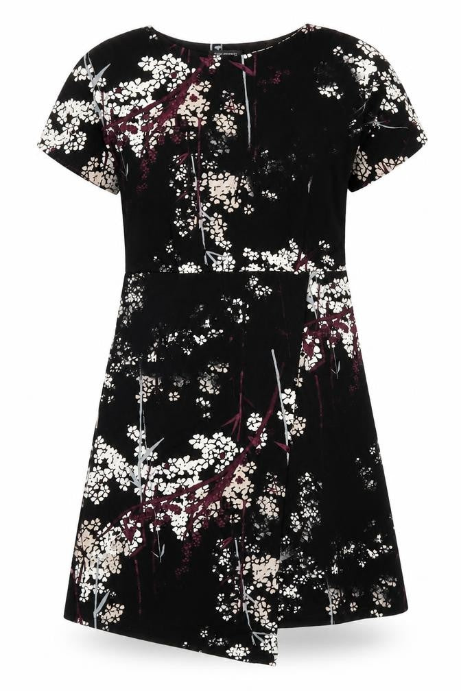 NEXT Womens Black Floral Polyester Trapeze & Swing Size 10 Round Neck Pullover