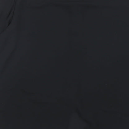 H&M Womens Black Polyester Basic Button-Up Size 12 Round Neck