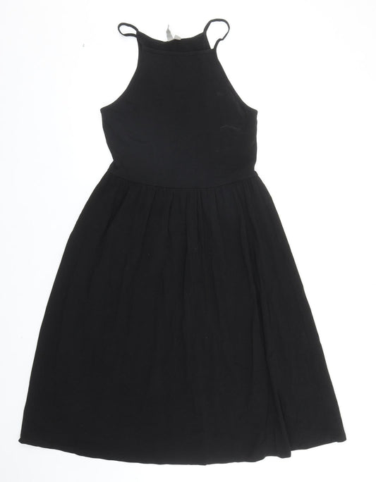 ASOS Womens Black Cotton Fit & Flare Size 10 Round Neck Pullover