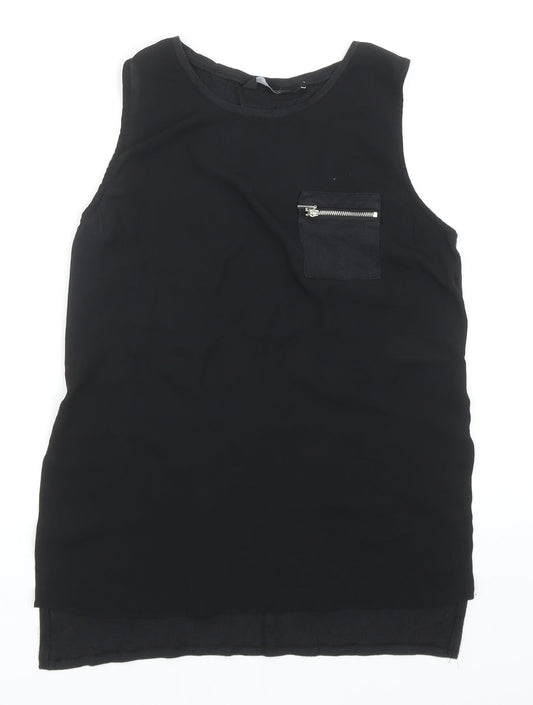 New Look Womens Black Viscose Basic Tank Size 10 Round Neck