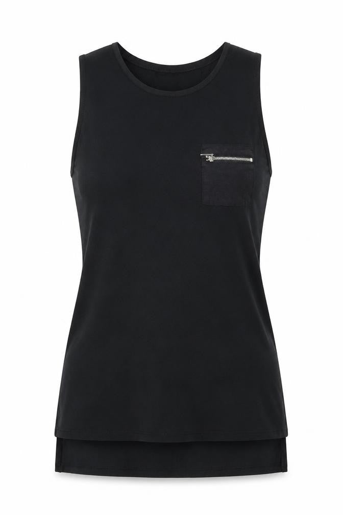 New Look Womens Black Viscose Basic Tank Size 10 Round Neck