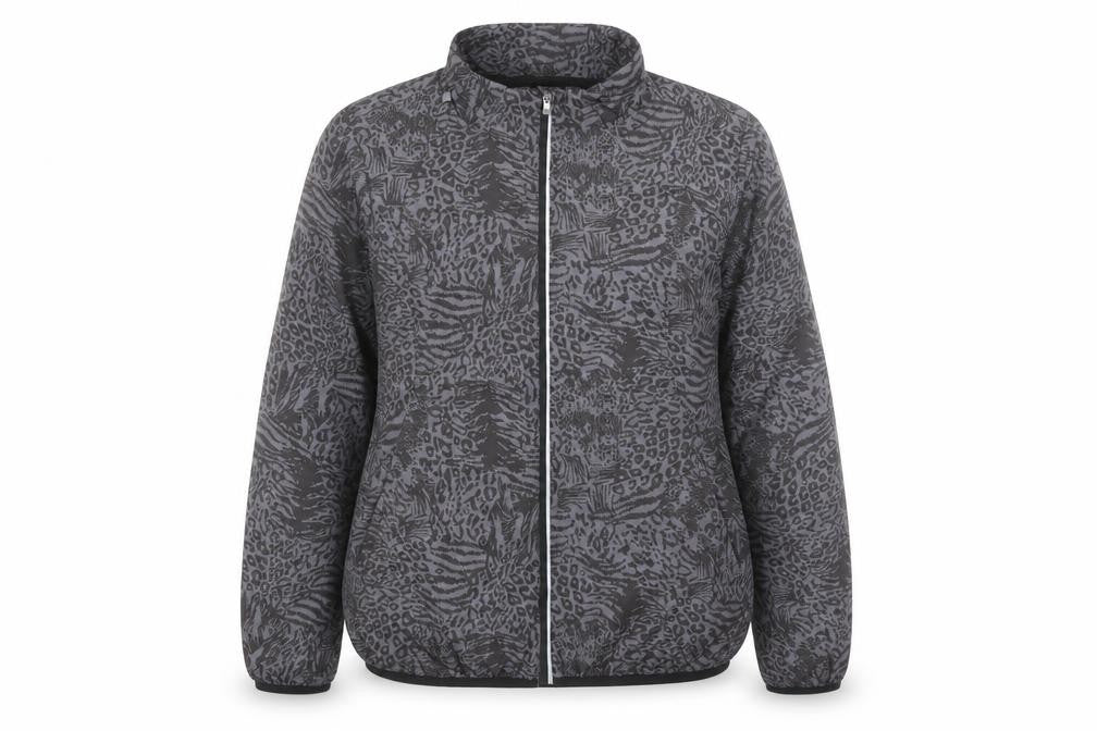 Atmosphere Womens Grey Geometric Rain Coat Jacket Size 12 Zip